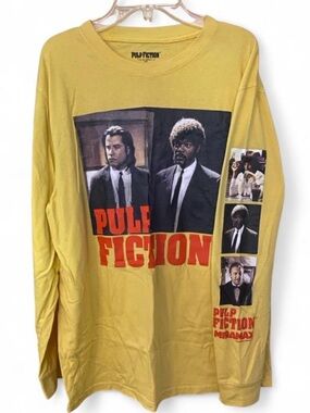Yellow Pulp Fiction Long Sleeve Graphic Shirt Size L